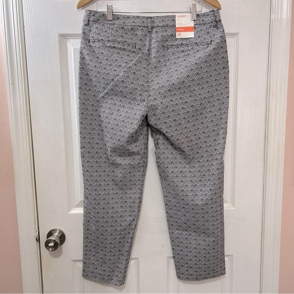 Old Navy Harper Pant Mid-Rise Ankle Women's Black White Abstract Print Size 12 - Picture 9 of 9
